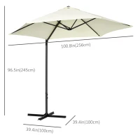 Outsunny 2.5M Garden Cantilever Parasol, Offset Roma Patio Umbrella Hanging Sun Shade Canopy Shelter with 360° Rotation and Cross Base, Beige(m-3)