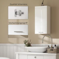 HOMCOM Dubbellaagse Badkamerkast, Wandgemonteerde Badmeubel, Spaanplaat, MDF, Wit(m-5)
