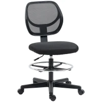 Vinsetto Chaise de bureau assise haute en maille hauteur réglable 50-70 cm avec repose-pied pivotant 360° noir(m-1)