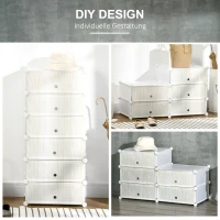 HOMCOM Modulares Regalsystem für 12 Paar Schuhe, 49 cm x 36,5 cm x 108 cm, Weiß(m-5)