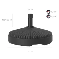 Outsunny Pied de parasol rond support parasol en HDPE remplissage eau sable pour terrasse piscine patio Ø 55 x 30 cm noir(m-3)