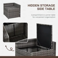 Outsunny 6-Seater Rattan Sofa Furniture Set W/ Cushions, Steel Frame-Grey(m-8)