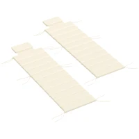 Outsunny Conjunto de 2 Almofadas para Espreguiçadeira Dobráveis 203x66x3 cm com Apoio para a Cabeça e Correias de Sujeição Creme(m-11)