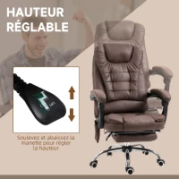 Vinsetto Fauteuil de bureau direction massant chauffant hauteur réglable dossier inclinable toile de microfibre marron(m-6)
