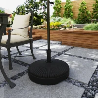 Outsunny Pied de parasol rond support parasol en HDPE remplissage eau sable pour terrasse piscine patio Ø 55 x 30 cm noir(m-8)