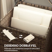 Outsunny Conjunto de 2 Almofadas para Espreguiçadeira Dobráveis 203x66x3 cm com Apoio para a Cabeça e Correias de Sujeição Creme(m-6)