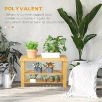 HOMCOM Banc avec meuble à chaussures étagères en bambou dim. 70L x 28l x 45H cm bois naturel(m-6)