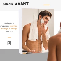 HOMCOM Armoire avec Miroir en Bois Rangement Salle de Bain Fermeture Porte Tampon MDF(m-7)