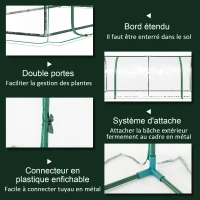 Outsunny Serre de Jardin mini serre à tomates dim. 2L x 1l x 0,8H m Porte zippée bâche PVC Acier Transparent(m-5)