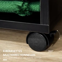 HOMCOM Armoire penderie étagère 2 niches penderie 4 roulettes pivotantes dim. 60L x 40l x 128H cm Coloris Noir(m-5)