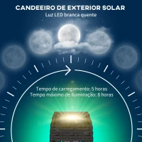 Outsunny Candeeiro Solar com Iluminação LED Liga Automático Candeeiro se Exterior em Aço e Vime PE 20x20x68 cm Cinzento Escuro(m-5)