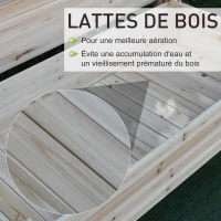 Outsunny Jardinière sur Pieds carré Potager 2 étages dim. 115L x 114l x 76H cm Inserts d'irrigation Bois Sapin Naturel(m-4)