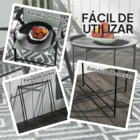 Outsunny Mesa Auxiliar Redonda Mesa de Jardim com Bandeja Amovível Pés Dobráveis Mesa para Exterior Pátio Ø46x50 cm Preto(m-4)