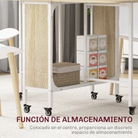 HOMCOM Mesa de Cocina Plegable con Ruedas Alas Abatibles y Estante Mesa Plegable para Salón 130x80x74 cm Madera Natural(m-5)