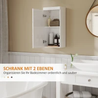 HOMCOM Dubbellaagse Badkamerkast, Wandgemonteerde Badmeubel, Spaanplaat, MDF, Wit(m-4)