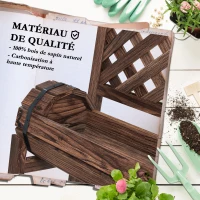 Outsunny Jardinière sur pieds surélevée avec treillis carré potager 2 niveaux pour terrasse, balcon jardin 42 x 49 x 80 cm marron(m-6)