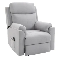 HOMCOM Fauteuil releveur électrique, fauteuil relax électrique avec repose-pied, dossier inclinable, télécommande et poche latérale charge 120kg tissu aspect lin gris clair(m-10)