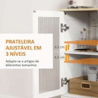 HOMCOM Aparador Sala de Estar com 2 Portas de Vidro Temperado Gaveta e Prateleira Ajustável 68x35x85 cm Branco(m-5)