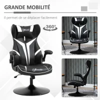 Vinsetto Fauteuil gamer chaise de jeu gaming pivotante ergonomique hauteur réglable accoudoirs revelables coussin têtière inclus(m-6)