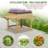 Outsunny Jardinière rectangulaire sur pieds potager surrélevé avec tablettes latérales et film tissu non-tissé 130 x 75 x 75 cm(m-7)