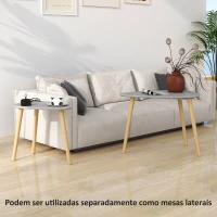 HOMCOM Conjunto de 2 Mesas Auxiliares com Pés de Madeira Mesas de Café 59,5x39,5x45cm e 44,5x28,5x40 cm Cinza(m-6)