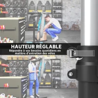 HOMCOM Pied d'atelier vélo pliable support de réparation de vélo hauteur réglable 107-160 cm pince rotative à 360° noir(m-4)