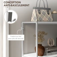 HOMCOM Table console en acier 2 étagères design moderne pour salon entrée couloir 100 x 30 x 87 cm blanc(m-6)