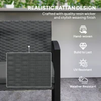 Outsunny Two-Seater Rattan Garden Bench - Grey/Black(m-5)