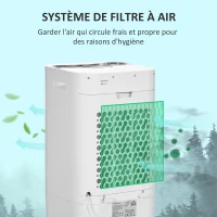 HOMCOM Refroidisseur d'air portable mobile par évaporation 3 en 1 oscillation, 3 vitesses, télécommande, minuterie 8H, blanc(m-4)