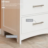 kleankin Meuble de salle de bain sur pied meuble de rangement avec 3 tiroirs et 1 niche 40 x 33 x 80 cm blanc(m-5)