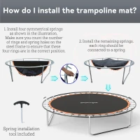 SPORTNOW Trampoline Replacement Mat with Spring Pull Tool, 42 V-Hooks, for 8ft Trampoline using 14cm Springs, Orange(m-6)