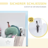 HOMCOM Spielzeugkiste aus Holz Sitzbank für Kinder Sitztruhe Aufbewahrungsbox für Kinderzimmer Bücher Spielzeug Spieltruhe für Kinder Sicherheitsscharnier Weiß 62 x 40 x 46,5 cm(m-7)