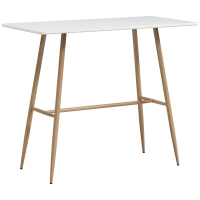 HOMCOM Table de bar rectangulaire 4 personne pieds en acier effet bois assemblage facile 118 x 58 x 98 cm blanc