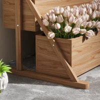 Outsunny Jardinière sur pieds surélevée 3 niveaux avec inserts d'irrigation et feutre drainage en bois pour extérieur(m-8)