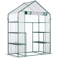 Outsunny Serre de jardin 4 tablettes acier PVC haute densité 140 g/m² anti-UV 142 x 73 x 195 cm transparent vert