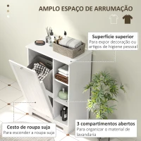 HOMCOM Móvel Casa de Banho com Cesto para Roupa Móvel Auxiliar Casa de Banho com Prateleiras Abertas e Cesta Amovível 60x38x86 cm Branco(m-4)