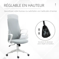 Vinsetto Fauteuil de bureau ergonomique avec accoudoirs et roulettes - fonction inclinaison et hauteur réglable - gris clair(m-4)