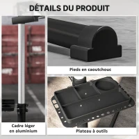 HOMCOM Pied d'atelier vélo pliable support de réparation de vélo hauteur réglable 107-160 cm pince rotative à 360° noir(m-8)