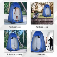 Outsunny Tenda Doccia da Campeggio e Spiaggia con Porta a Cerniera e Borsa di Trasporto, 126x124x189 cm, Blu Scuro(m-7)
