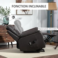 HOMCOM Fauteuil releveur électrique fonction massage inclinaison réglable 8 modes repose-pied ajustable PU 2 télécommandes(m-5)