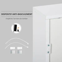 HOMCOM Meuble de rangement buffet commode armoire de rangement avec 2 tiroirs et 2 placards à portes, étagères réglables, pour salon, cuisine, chambre, 79 x 36 x 74 cm blanc(m-7)