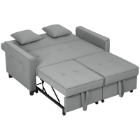 HOMCOM 4-in-1 Sofa, Verstellbare Couch, Sofabett, mit Kissen, Stoffbezug, für Wohnzimmer, Schlafzimmer, Grau