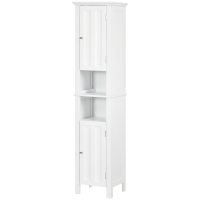 Armoire Salle De Bain Blanche Avec étagères Réglables - Meuble Rangement 60x30x80 Cm - Design Moderne, Portes à Panneaux, Pieds Réglables - 9