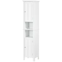 kleankin Meuble colonne de salle de bain armoire haute design moderne 2 placards avec porte 35 x 30 x 158,5 cm blanc(m-1)