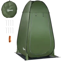 Outsunny Tenda Doccia da Campeggio e Spiaggia con Porta a Cerniera e Borsa di Trasporto, 126x124x189 cm, Verde Scuro(m-1)