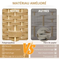 HOMCOM Paravent interieur en bois 4 panneaux 160 x 170 cm séparateur de pièce pliable pour salon, chambre à coucher, naturel(m-4)