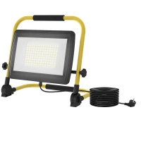 HOMCOM Projetor LED Recarregável com Cabeças e Suporte Ajustáveis 100W 8500 Lúmenes IP65 6500K Refletor LED Portátil 35x20x32 cm Amarelo(m-10)
