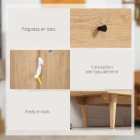 HOMCOM Commode 6 tiroirs meuble de rangement pieds en bois massif 120 x 40 x 80 cm couleur bois(m-6)