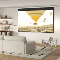 HOMCOM Écran de projection motorisé 120 pouces, 16:9 4K HD, fixation mural ou plafond avec télécommande, 293,5L x 8l x 176H cm(m-2)
