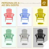 Outsunny Cadeira Adirondack de Madeira Cadeira Adirondack de Jardim com Assento Extra Largo 78x89x88 cm Cinza(m-6)